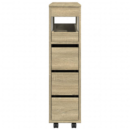 Narrow Bathroom Cabinet with Wheels Sonoma Oak Engineered Wood