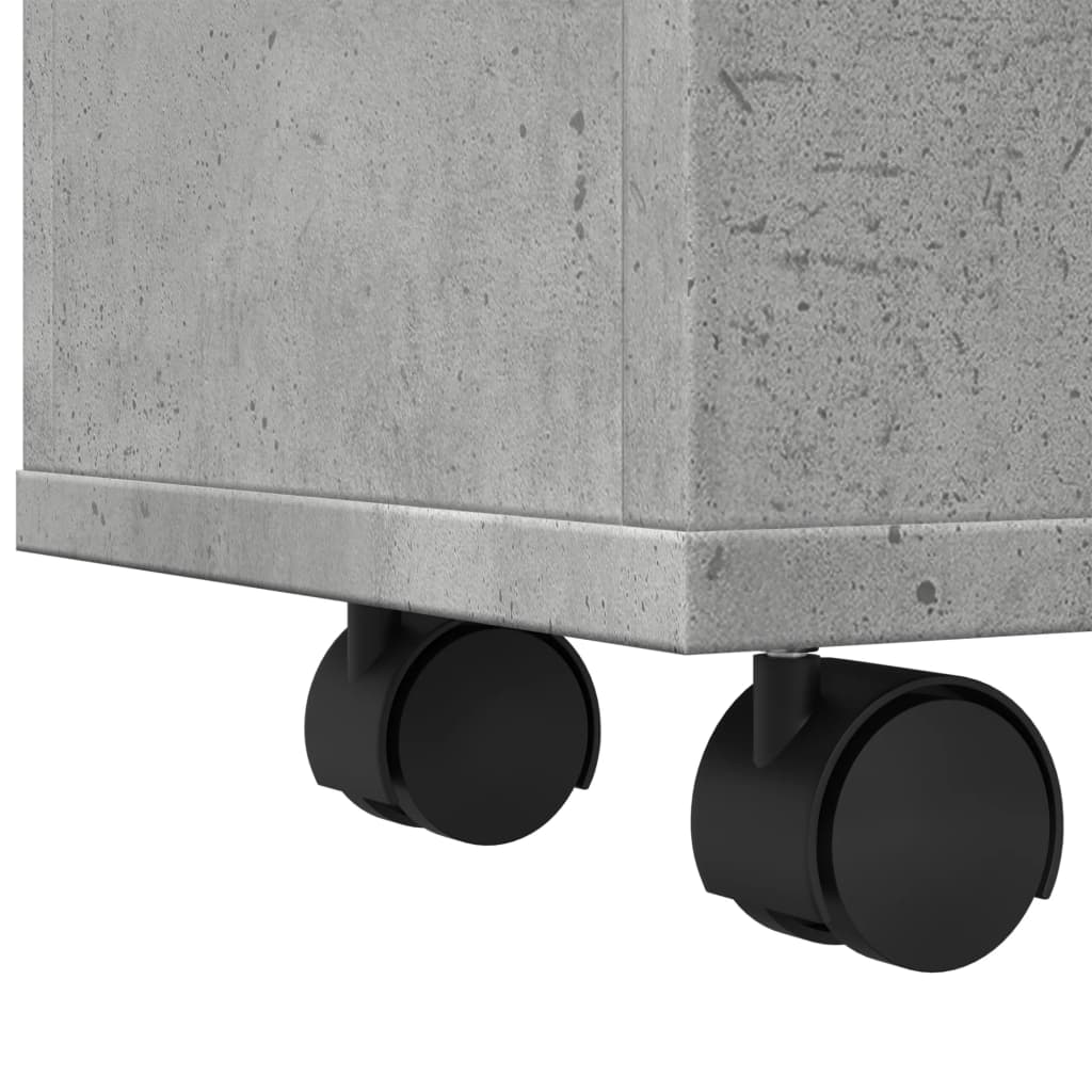 Narrow Bathroom Cabinet with Wheels Concrete Grey Engineered Wood