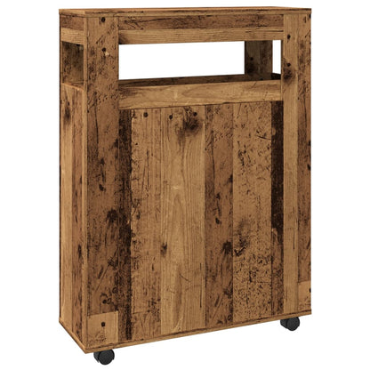 Narrow Bathroom Cabinet with Wheels Old Wood Engineered Wood