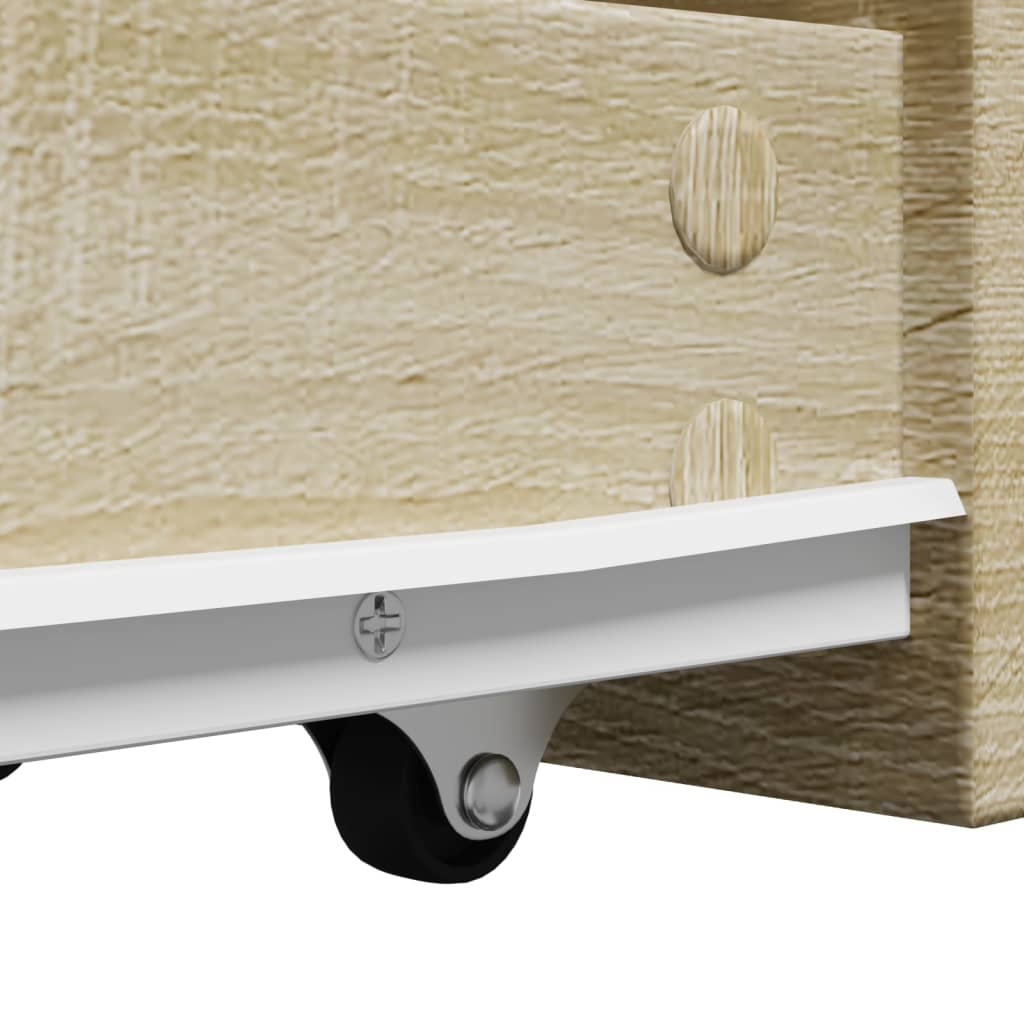 Narrow Bathroom Cupboard with Wheels Sonoma Oak Engineered Wood