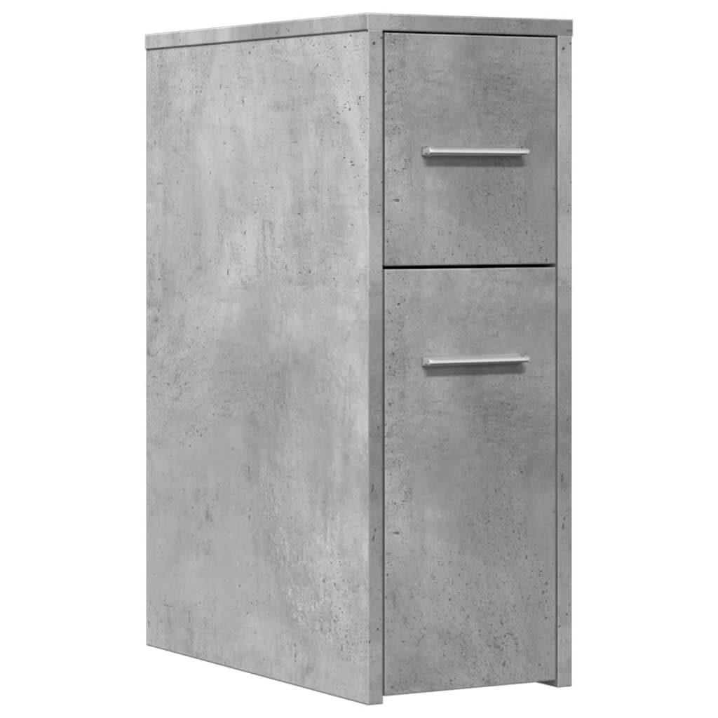 Narrow Bathroom Cupboard with Wheels Concrete Grey Engineered Wood