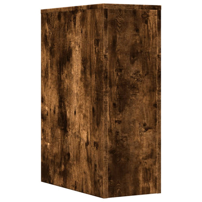 Narrow Bathroom Cupboard with Wheels Smoked Oak Engineered Wood