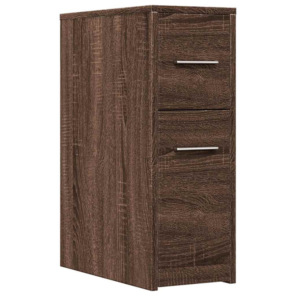Narrow Bathroom Cupboard with Wheels Brown Oak Engineered Wood