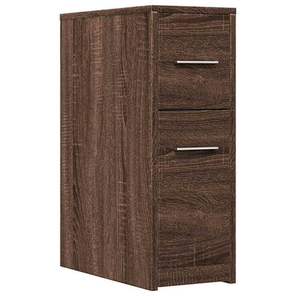 Narrow Bathroom Cupboard with Wheels Brown Oak Engineered Wood