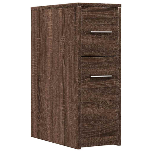Narrow Bathroom Cupboard with Wheels Brown Oak Engineered Wood