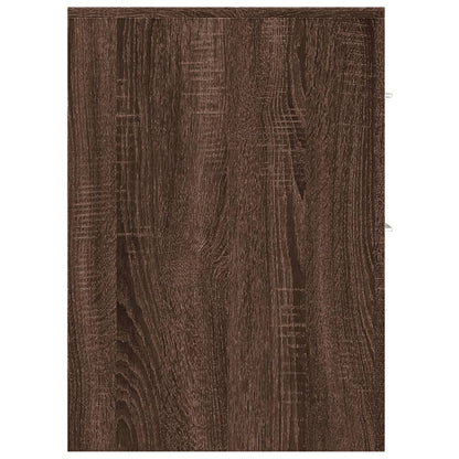 Narrow Bathroom Cupboard with Wheels Brown Oak Engineered Wood