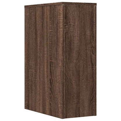 Narrow Bathroom Cupboard with Wheels Brown Oak Engineered Wood