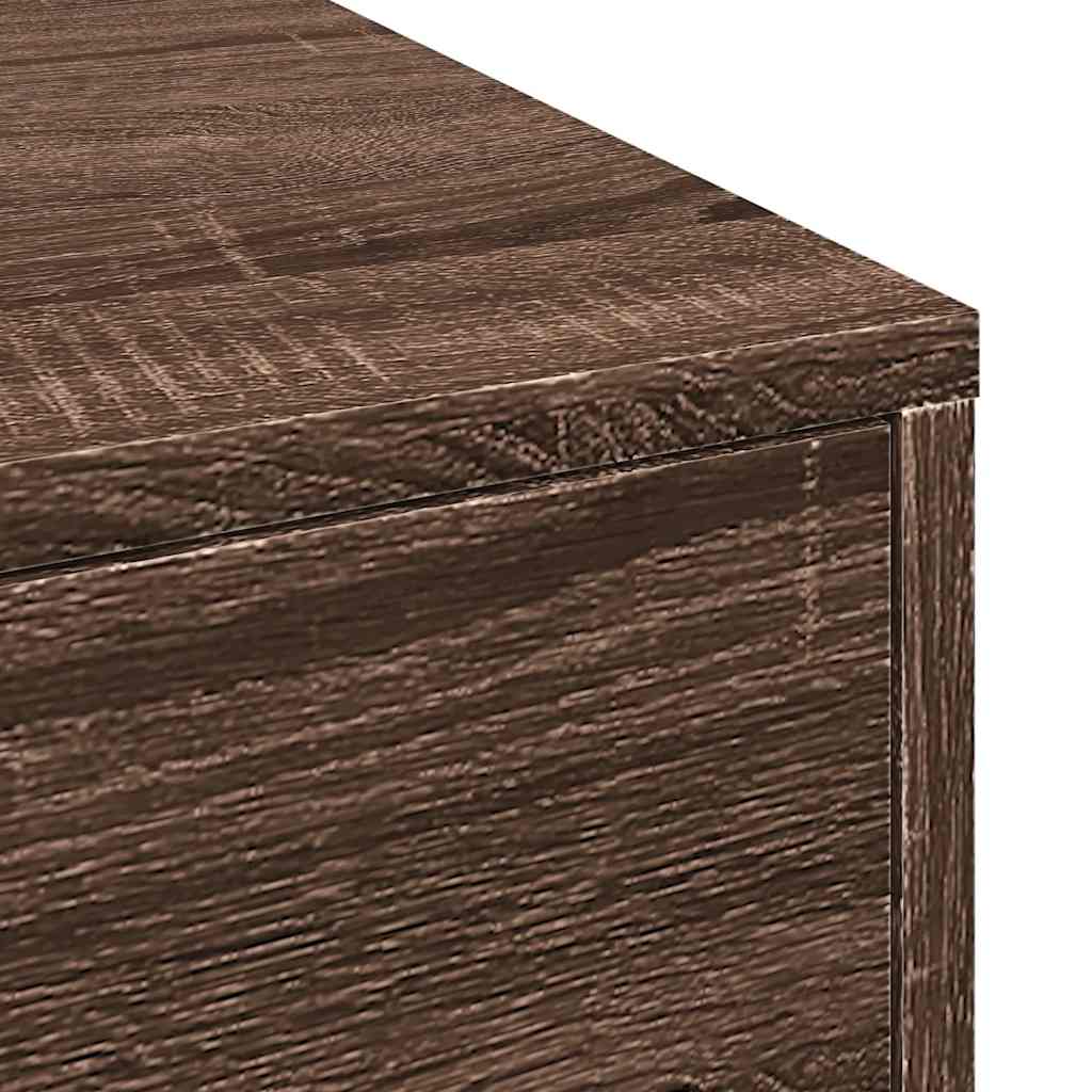 Narrow Bathroom Cupboard with Wheels Brown Oak Engineered Wood