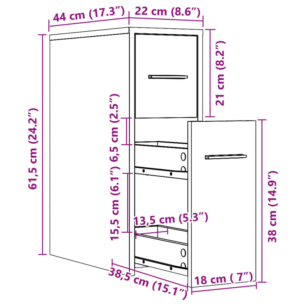 Narrow Bathroom Cupboard with Wheels Old Wood Engineered Wood