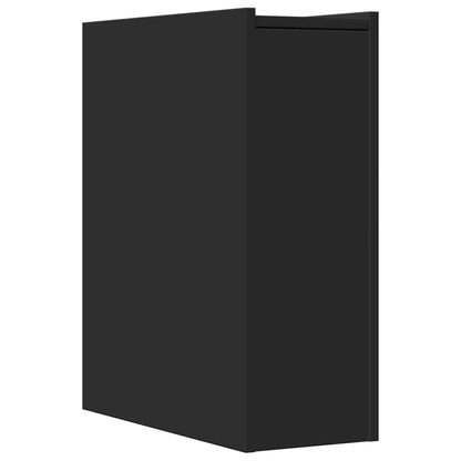 Narrow Bathroom Cupboard with Wheels Black Engineered Wood