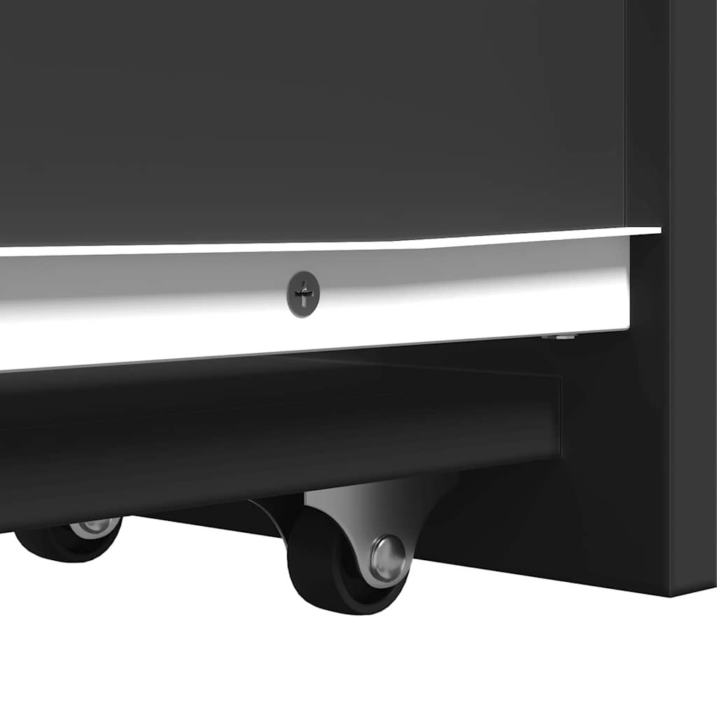 Narrow Bathroom Cupboard with Wheels Black Engineered Wood
