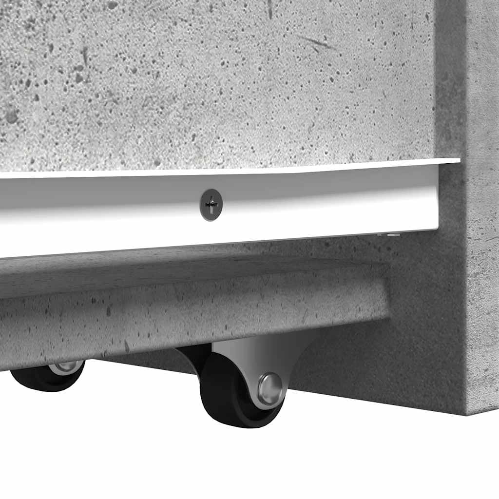 Narrow Bathroom Cupboard with Wheels Concrete Grey Engineered Wood