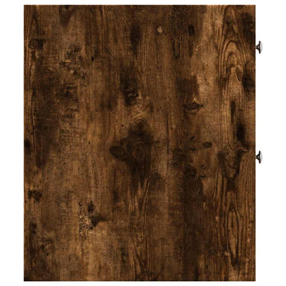 Narrow Bathroom Cupboard with Wheels Smoked Oak Engineered Wood