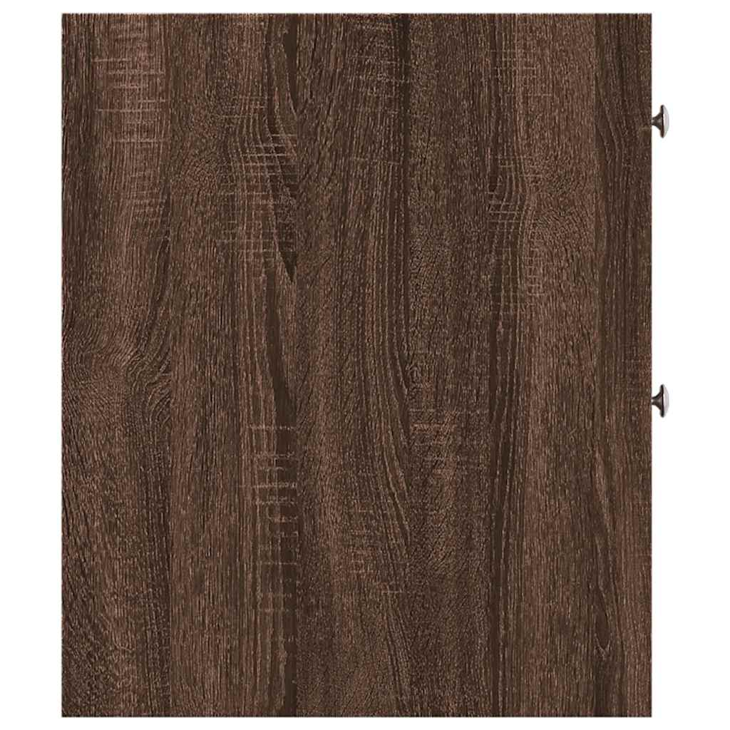 Narrow Bathroom Cupboard with Wheels Brown Oak Engineered Wood