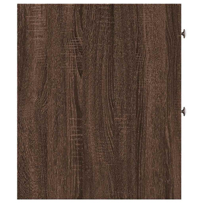 Narrow Bathroom Cupboard with Wheels Brown Oak Engineered Wood