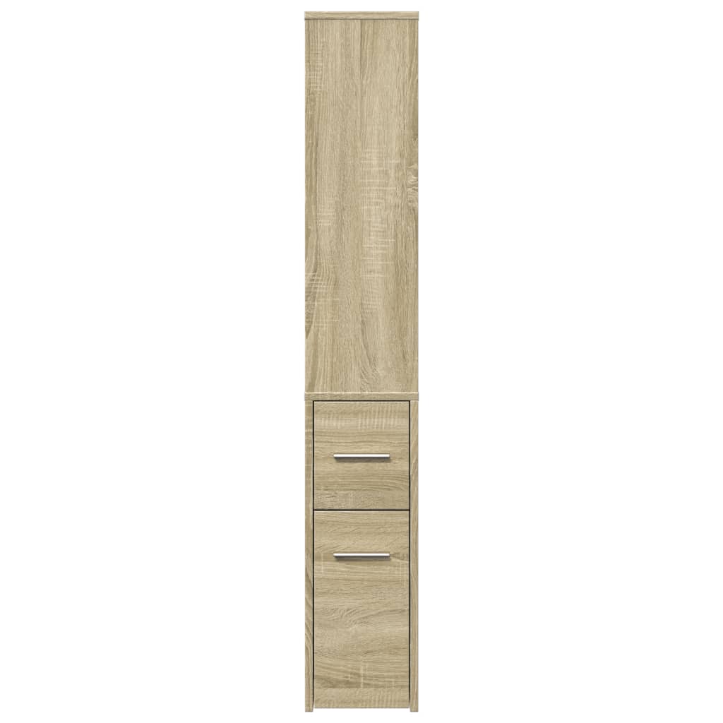 Narrow Bathroom Cupboard with Wheels Sonoma Oak Engineered Wood
