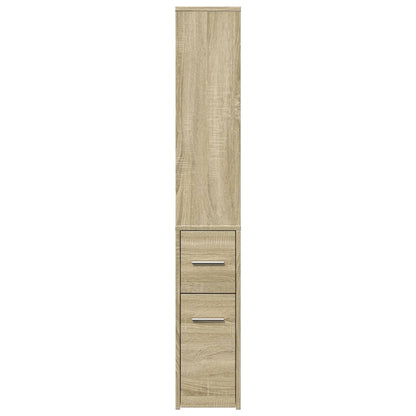 Narrow Bathroom Cupboard with Wheels Sonoma Oak Engineered Wood