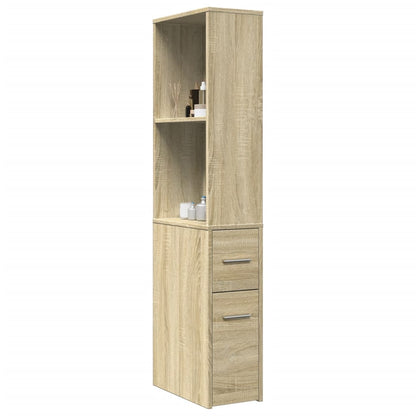Narrow Bathroom Cupboard with Wheels Sonoma Oak Engineered Wood