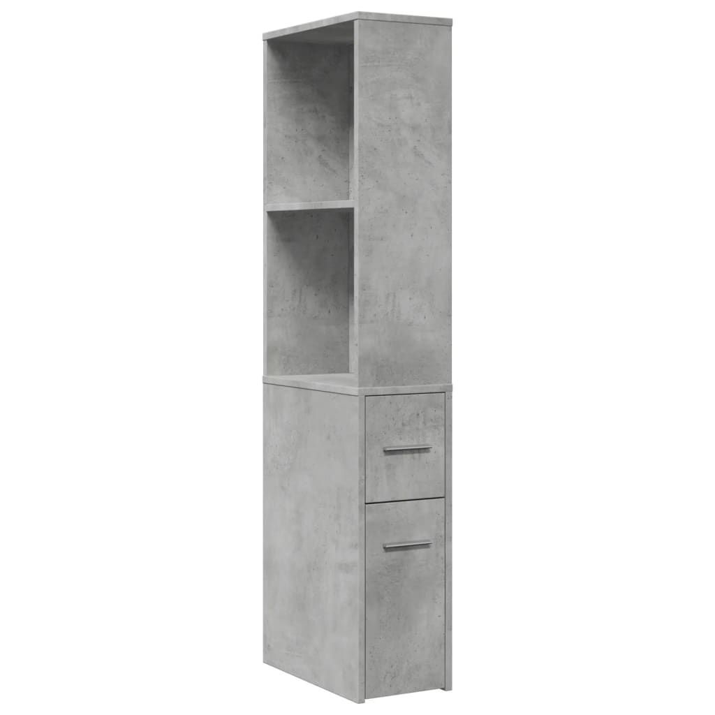 Narrow Bathroom Cupboard with Wheels Concrete Grey