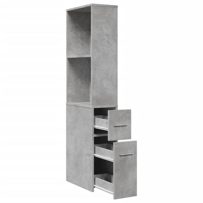 Narrow Bathroom Cupboard with Wheels Concrete Grey