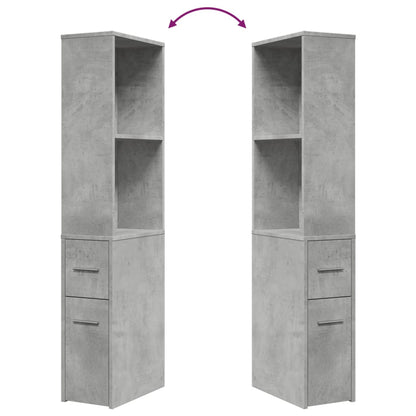 Narrow Bathroom Cupboard with Wheels Concrete Grey