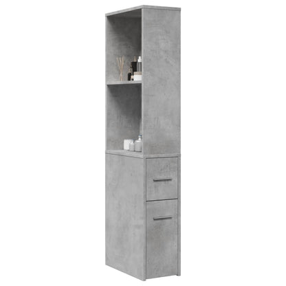Narrow Bathroom Cupboard with Wheels Concrete Grey