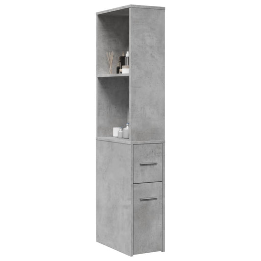 Narrow Bathroom Cupboard with Wheels Concrete Grey