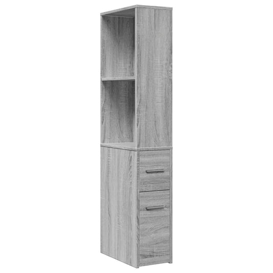 Narrow Bathroom Cupboard with Wheels Grey Sonoma
