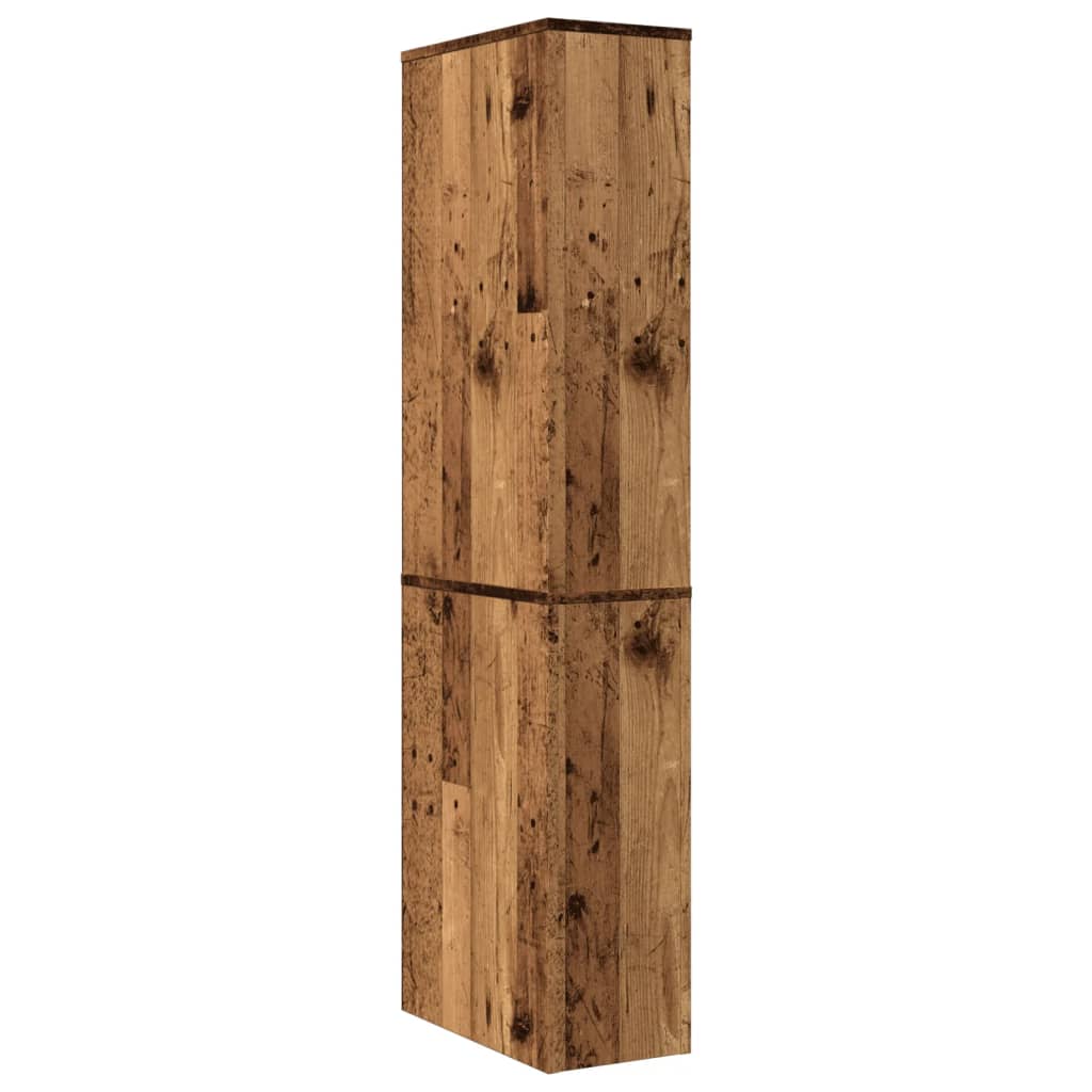 Narrow Bathroom Cupboard with Wheels Old Wood Engineered Wood