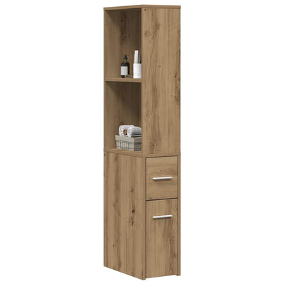 Narrow Bathroom Cupboard with Wheels Artisian Oak