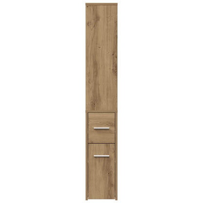 Narrow Bathroom Cupboard with Wheels Artisian Oak