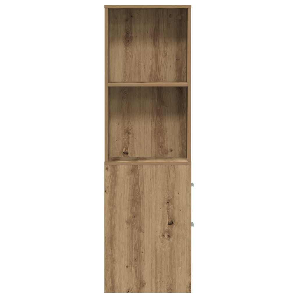 Narrow Bathroom Cupboard with Wheels Artisian Oak