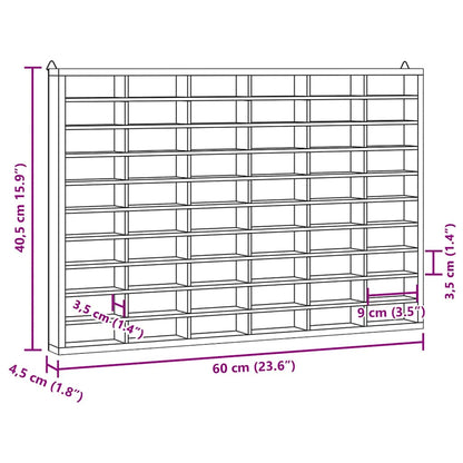 Wooden Collector's Display Case with 60 Compartments 60x4.5x40.5cm