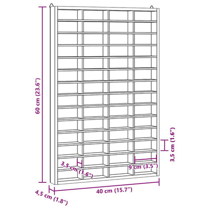 Wooden Collector's Display Case with 56 Compartments 40x4.5x60cm