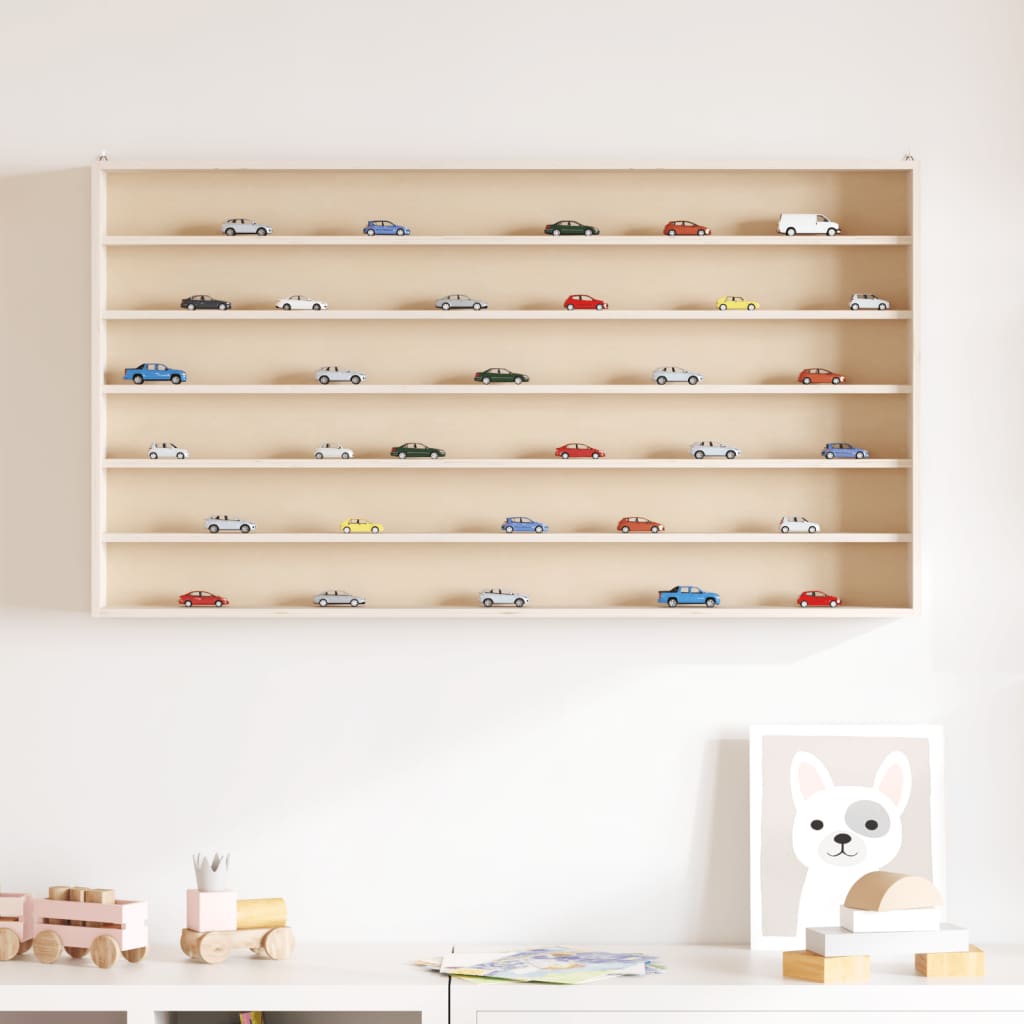 Wooden Collector's Display Case with 6 Shelves 100x9x55 cm