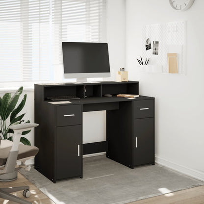 Desk with LED Lights Black 120x55x91 cm Engineered Wood