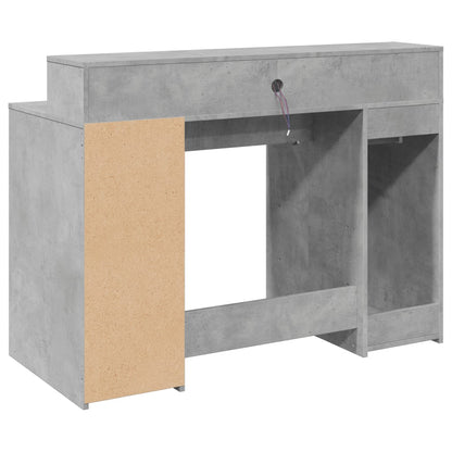 Desk with LED Lights Concrete Grey 120x55x91 cm Engineered Wood