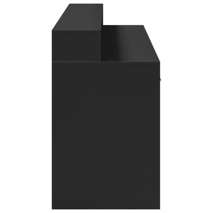 Desk with LED Lights Black 160x55x91 cm Engineered Wood