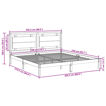 Extra Long Bed Frame without Mattress 200x210 cm Solid Wood