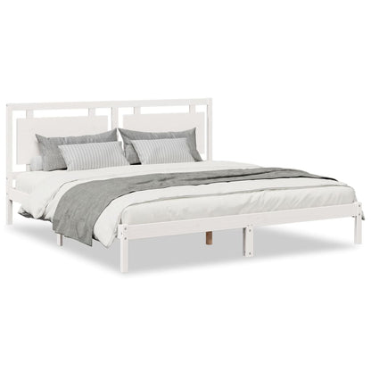 Extra Long Bed Frame without Mattress White 200x210 cm Solid Wood