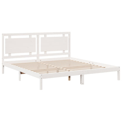 Extra Long Bed Frame without Mattress White 200x210 cm Solid Wood