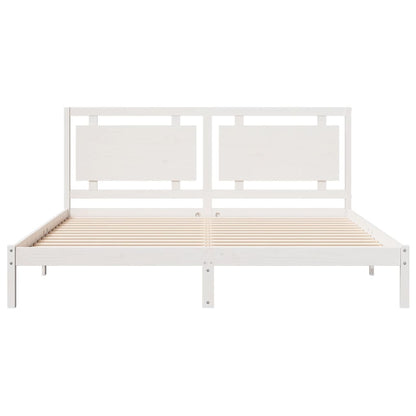 Extra Long Bed Frame without Mattress White 200x210 cm Solid Wood