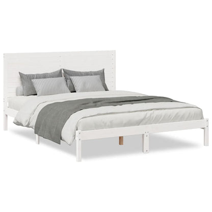 Extra Long Bed Frame without Mattress White 140x210 cm Solid Wood