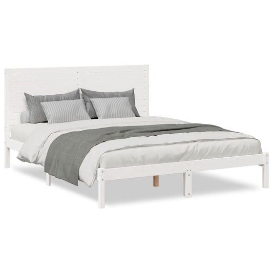 Extra Long Bed Frame without Mattress White 140x210 cm Solid Wood