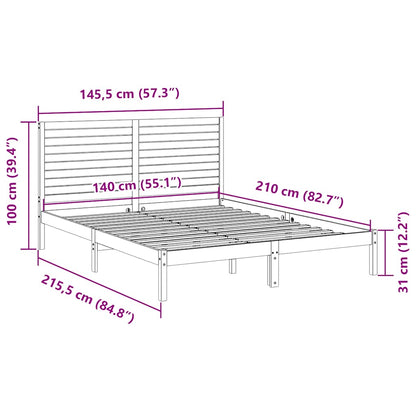 Extra Long Bed Frame without Mattress White 140x210 cm Solid Wood