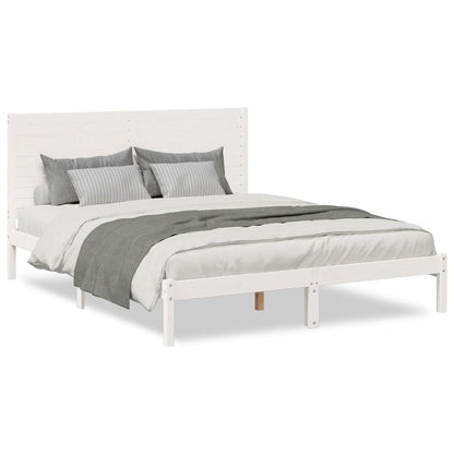 Extra Long Bed Frame without Mattress White 140x220 cm Solid Wood