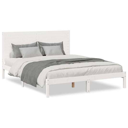 Extra Long Bed Frame without Mattress White 140x220 cm Solid Wood