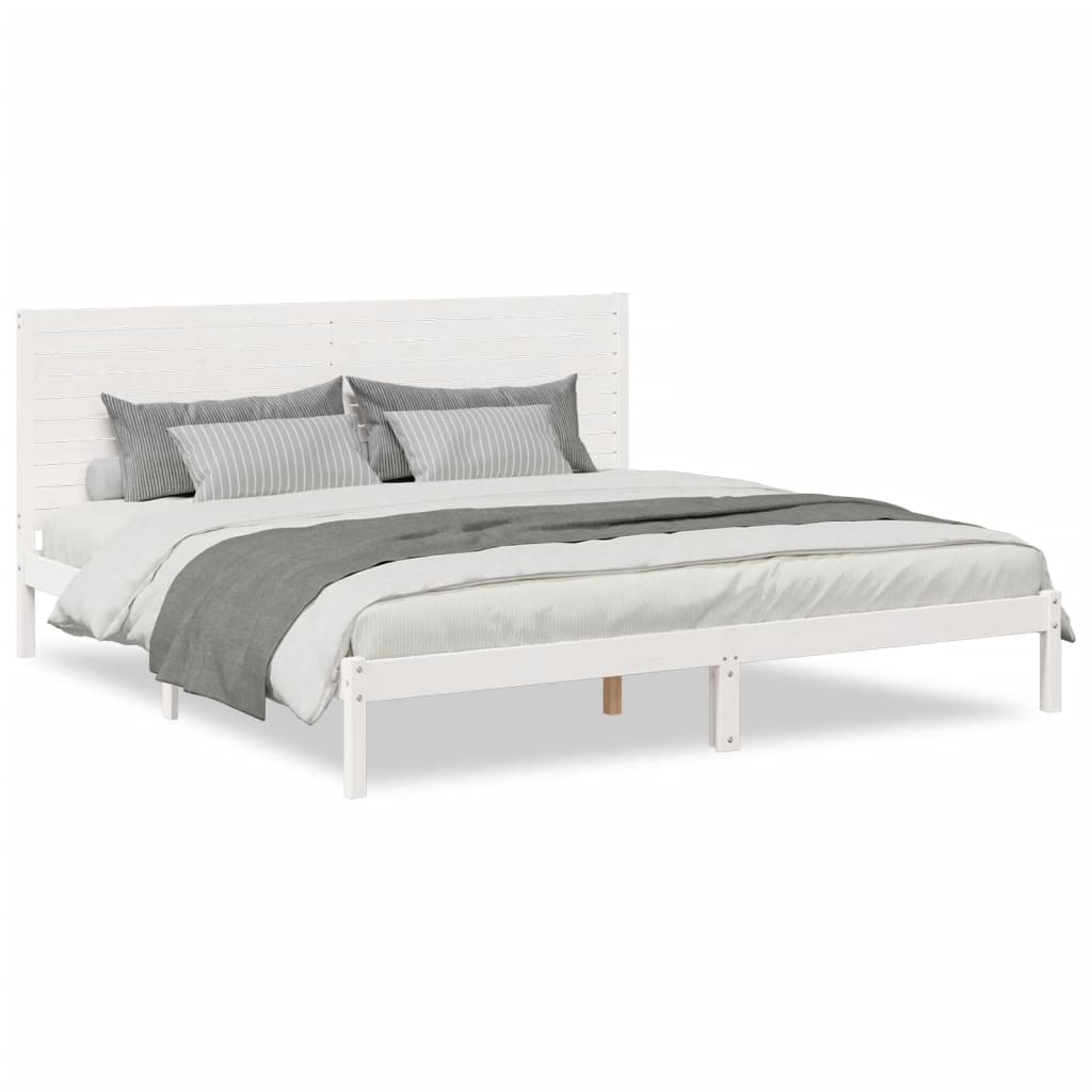 Extra Long Bed Frame without Mattress White 200x220 cm Solid Wood