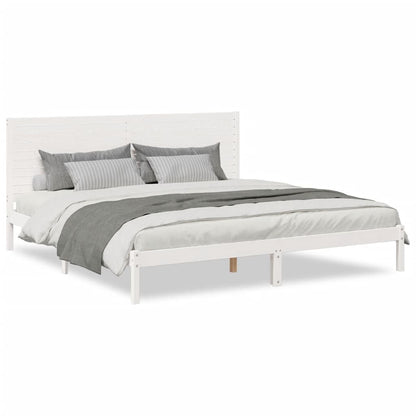Extra Long Bed Frame without Mattress White 200x220 cm Solid Wood