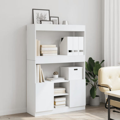 Highboard White 92x33x140 cm Engineered Wood